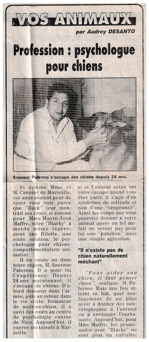 Presse comportementaliste canin marseille palermo 1